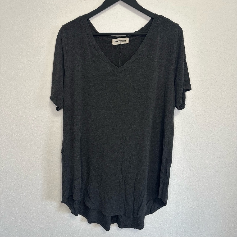 Impressions Women’s Dark Gray Tunic T-Shirt – Size 1X